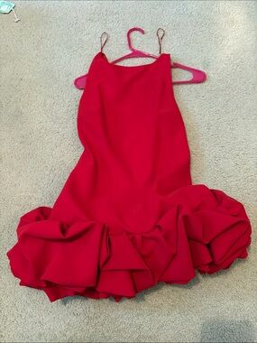 Zara Red Ruffle-Hem Mini Dress